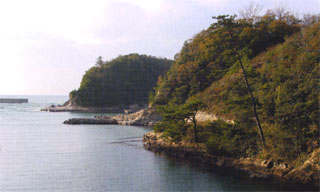 両岸に船を繋留するための鼻ぐり岩が多く見られる