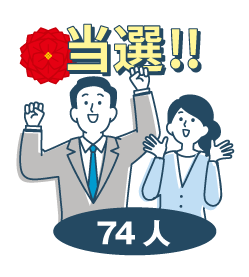 当選者が74名を説明する図