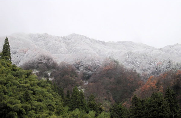 （写真）雪化粧した山