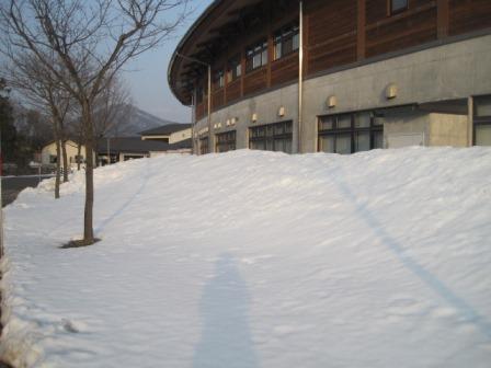 （写真）事務室の裏側の雪