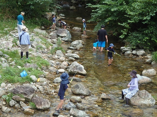 小田川での水遊びの様子