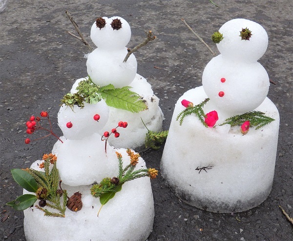 参加者の雪だるま３体の画像