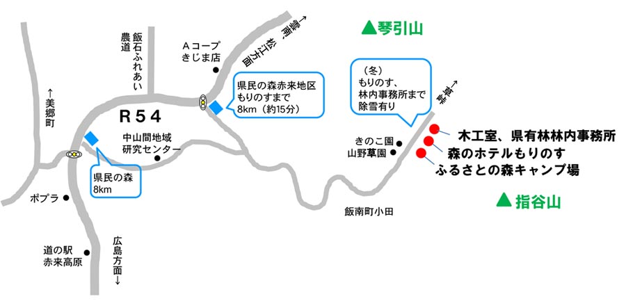 県民の森赤来地区、ふるさとの森への地図詳細画像