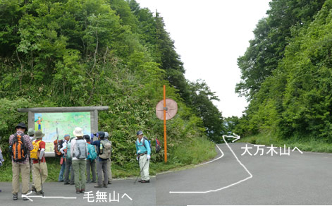 毛無山駐車場から登山口への画像