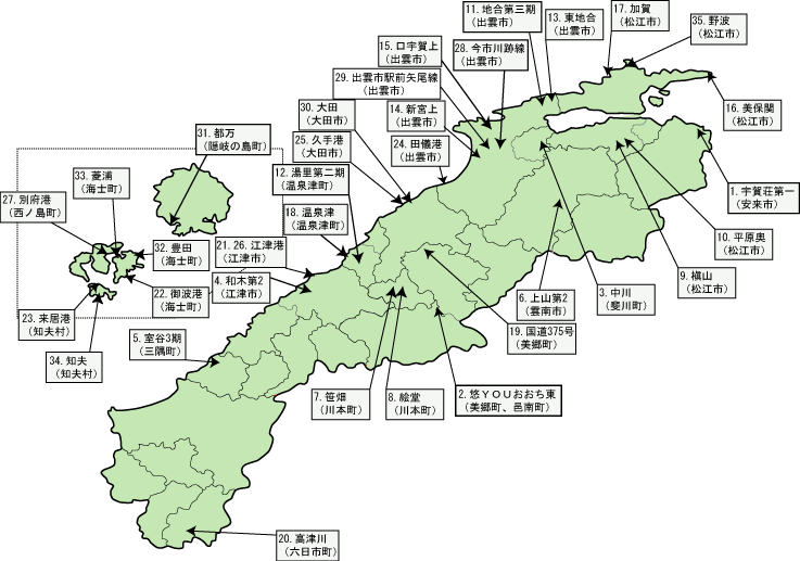 平成１７年度再評価対象事業位置図