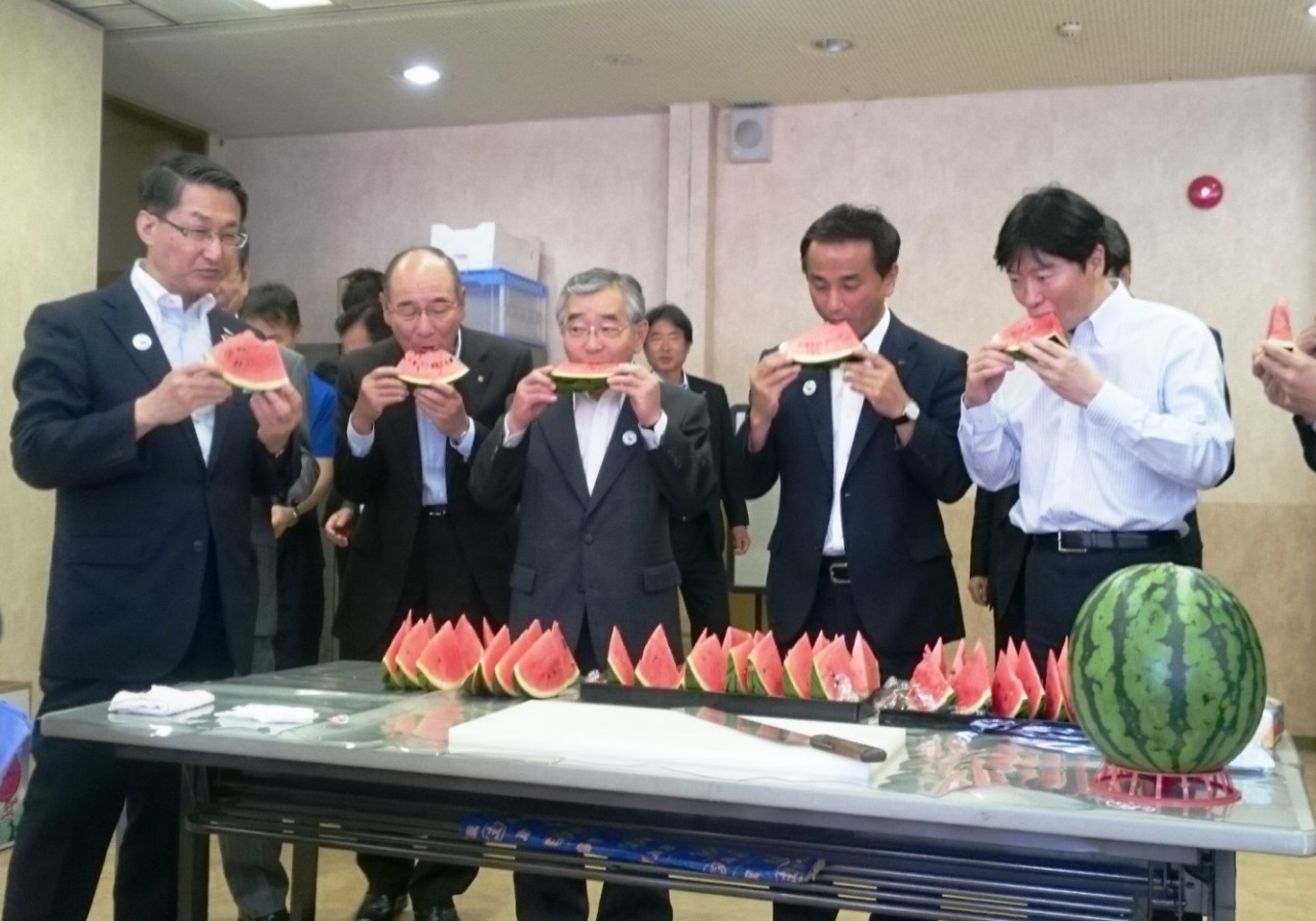 西瓜選果場の視察