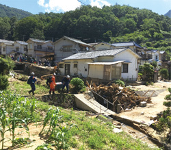 災害により被害を受けた地域の写真