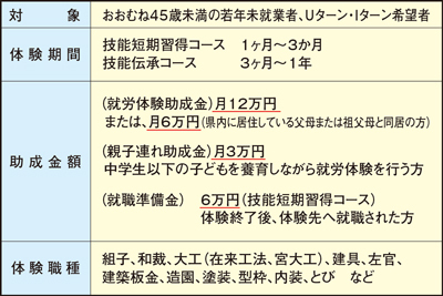 就労体験経費の支援の詳細の画像