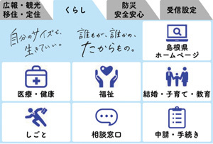 「くらしの情報」のメニュー画面