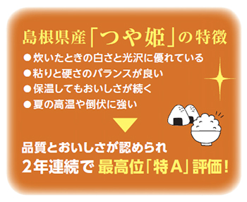 島根県産「つや姫」の特徴の説明