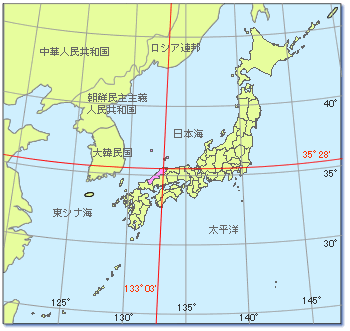 日本地図から見た島根の位置の図