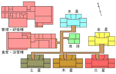 宿泊棟の配置と愛称