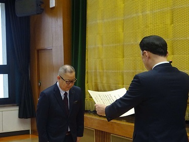 テクノプロジェクトの表彰状授与の様子