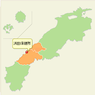 島根県略図（浜田保健所の位置）