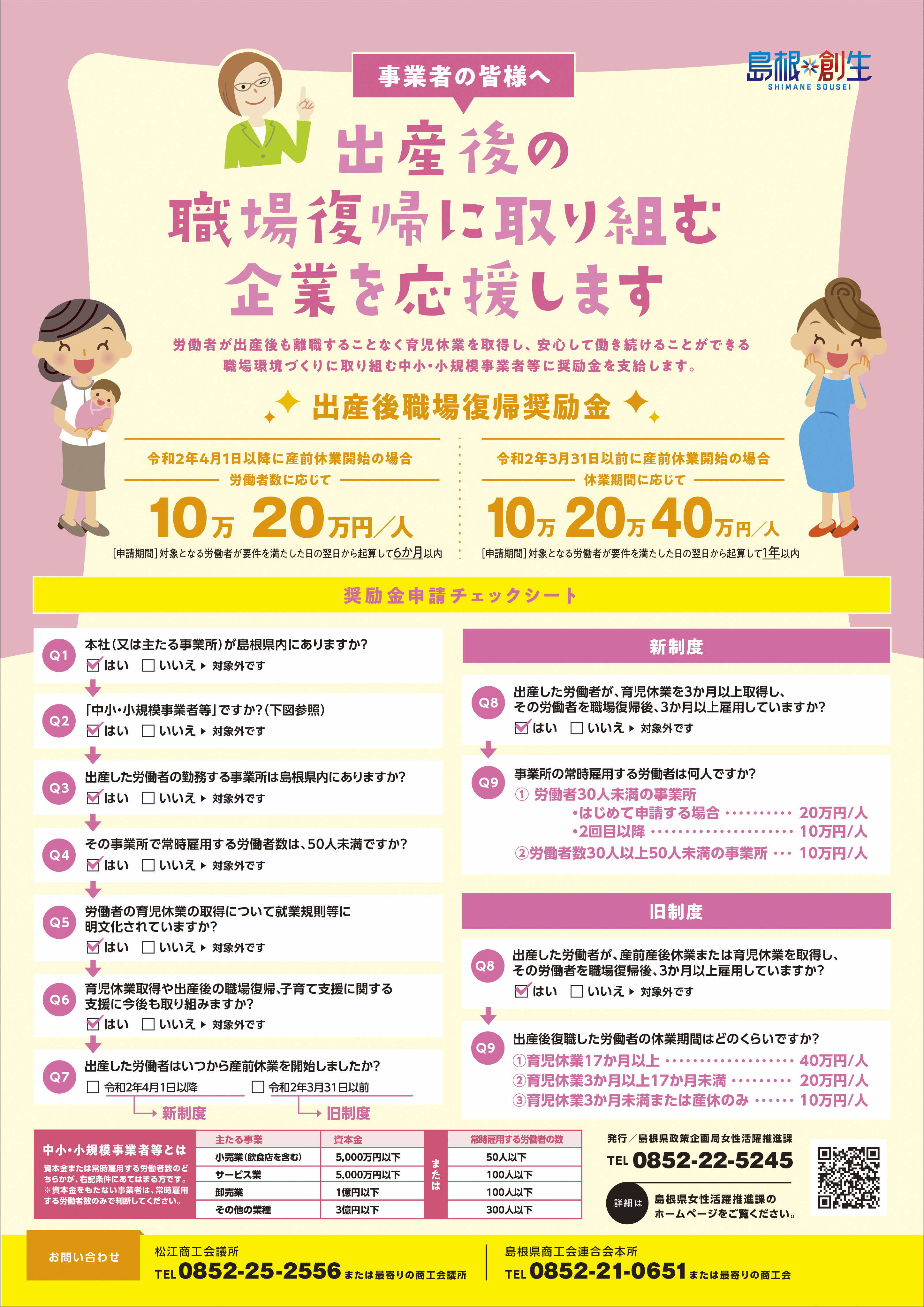 産後復帰奨励金パンフレット