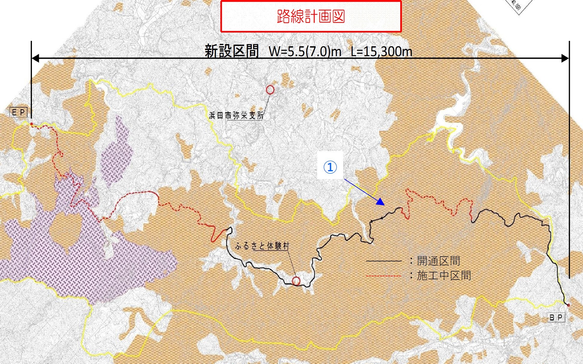 金城弥栄線の路線計画図