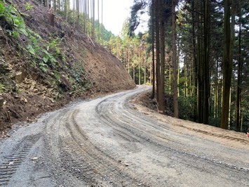高丸山線の施工中の林道の写真