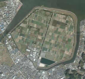 揖屋地区の航空写真