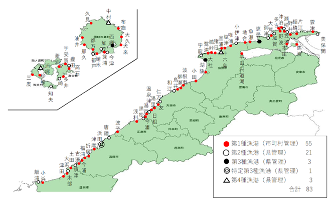 島根県の漁港一覧図