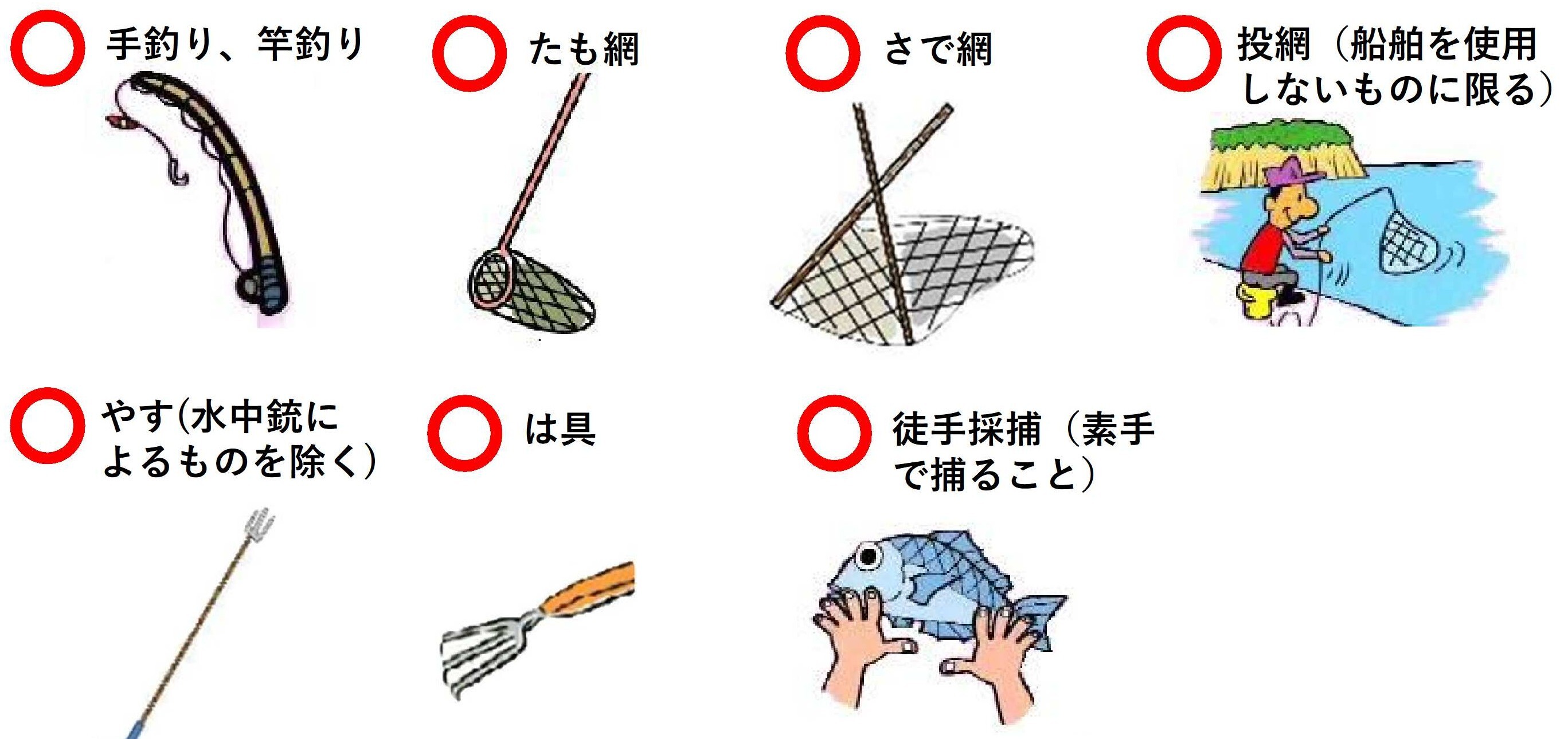 使用できる漁具や漁法