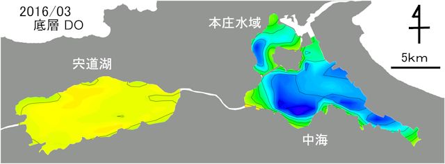 2016年3月の底層の溶存酸素