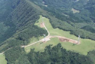 隠岐大峰山風力発電所の空撮写真