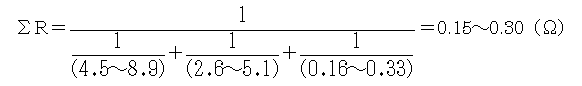 数式１１（全体合成接地抵抗）