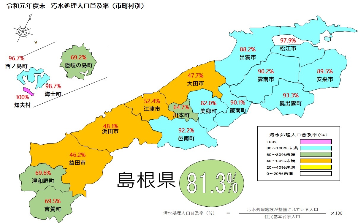 令和３年度末における汚水処理人口普及状況