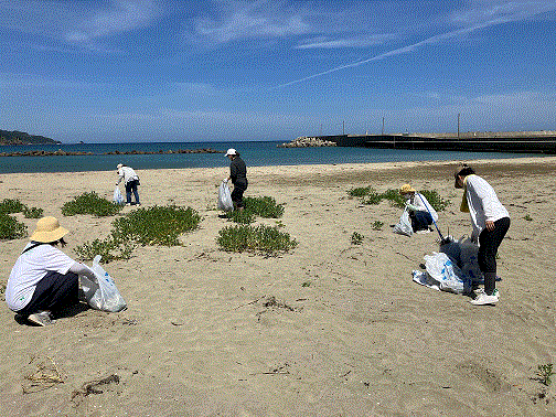 海岸のごみ拾いの様子