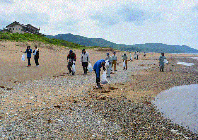 海岸のごみ拾いの様子