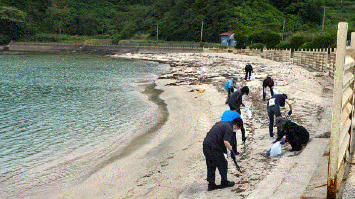 海岸のごみ拾いの様子