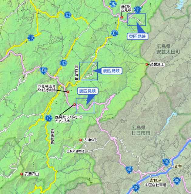 匹見峡の周辺地図