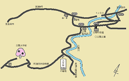 三隅大平桜の案内図