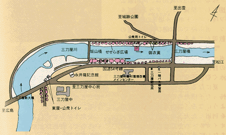 三刀屋川の桜並木の案内図