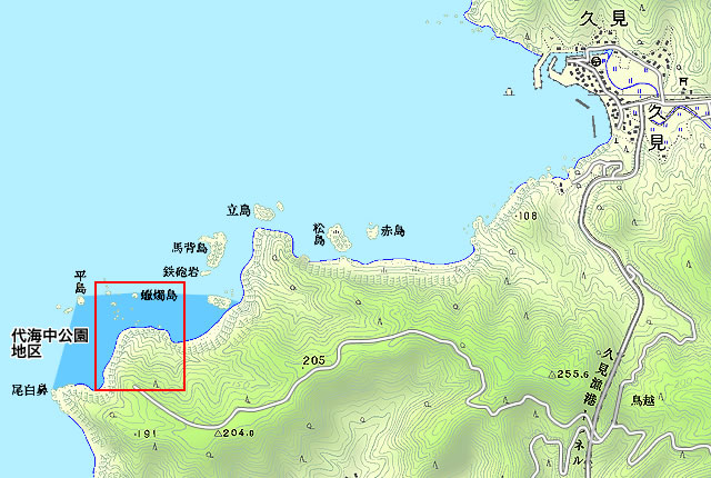 尾白鼻（園地・遊歩道）の地図画像