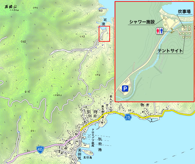 耳浦（野営場）の地図画像