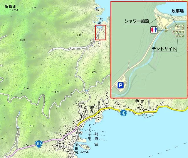 耳浦野営場地図