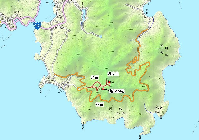 焼火山・焼火神社地図