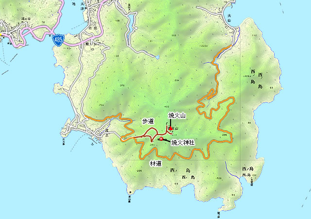 焼火山・焼火神社の地図画像