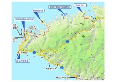 島根半島西部日御碕エリア地図
