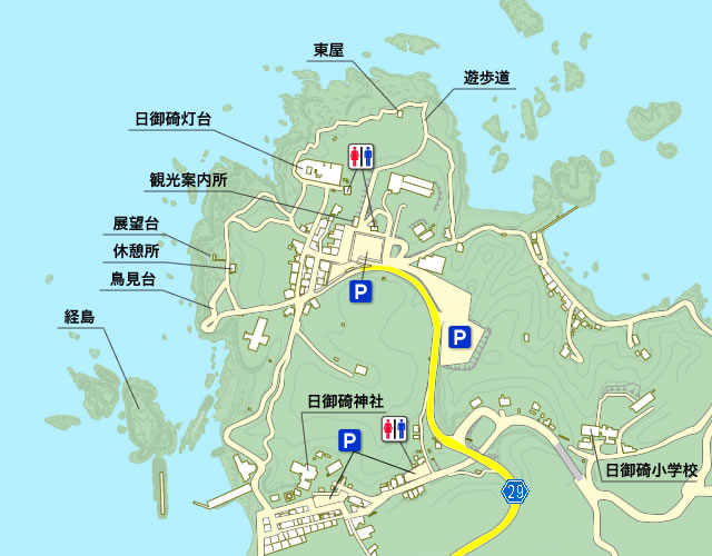 日御碕（園地・遊歩道）の地図画像