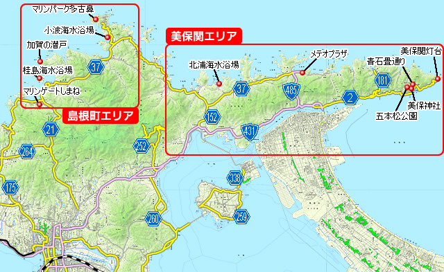 島根半島東部地区地図