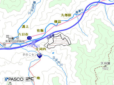 六日市コウヤマキ自生林の位置