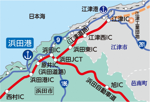 浜田港臨海工業団地の位置図