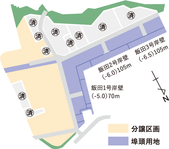 西郷港臨海工業団地の平面図