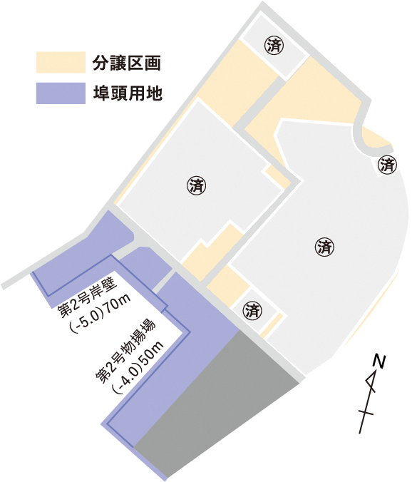 河下港臨海工業団地の平面図