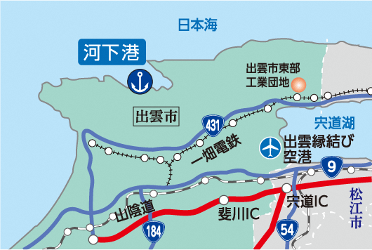 河下港臨海工業団地の位置図
