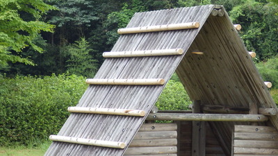 遊具の周りを飛ぶトンボの写真です