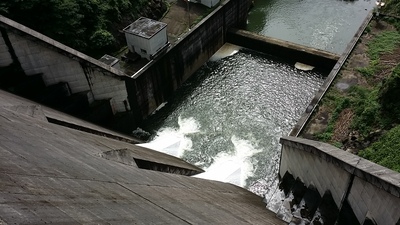 常用洪水吐口から流れる水その１です