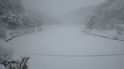 ダム湖が凍ってる写真その2です